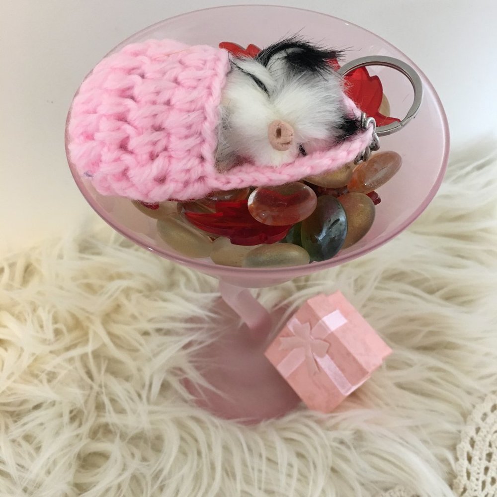 Precious Sleeping Kitten Key Chain Charm